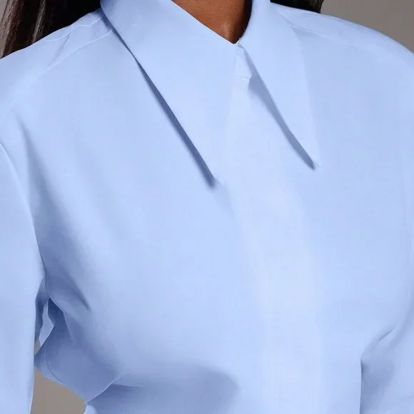 Blue Casual Women's Long Sleeve Button Up Top - Picture 7 of 7